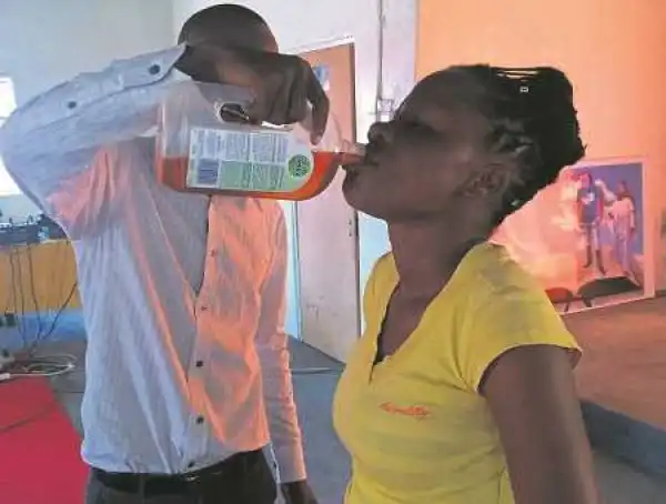Photos: See How Popular Pastor Forces Church Members to Drink Dettol Disinfectant for Miracles